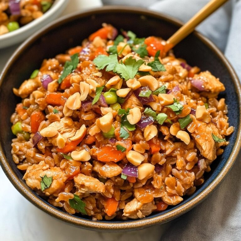 Spicy Peanut Chicken Farro Bowls for a Protein-Packed, Flavorful Meal