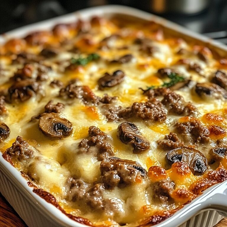 Savory Creamy Mushroom and Ground Beef Bake with Cheese – A Comfort Food Classic