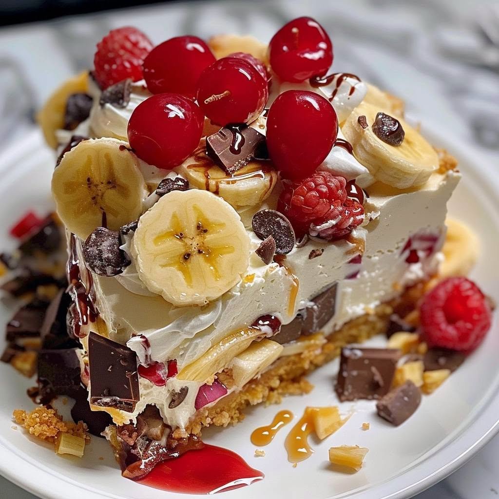Heavenly No-Bake Banana Split Cheesecake